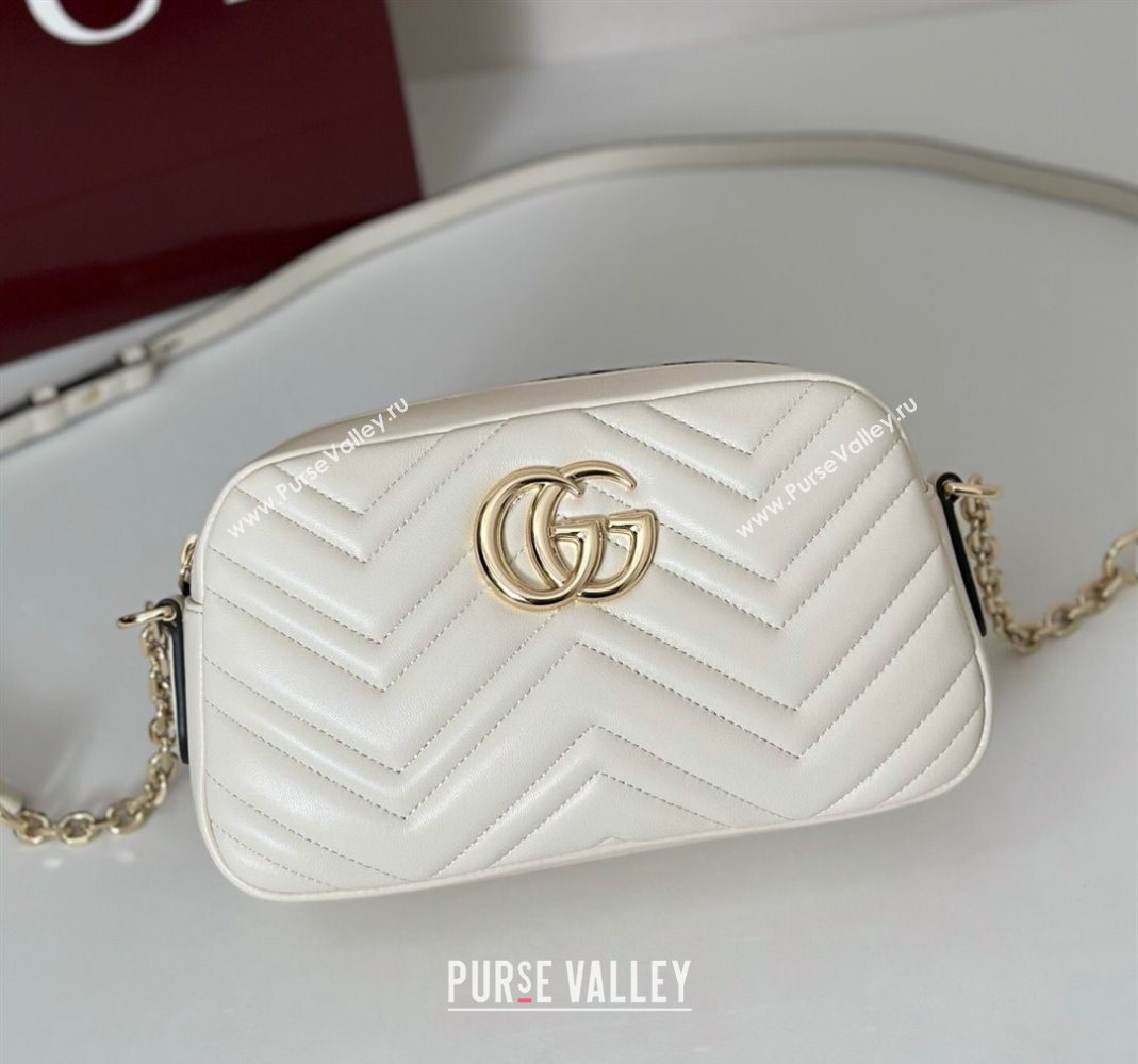 Gucci GG Marmont small camera bag in Leather White 2025 855273 (DLH-251125004)