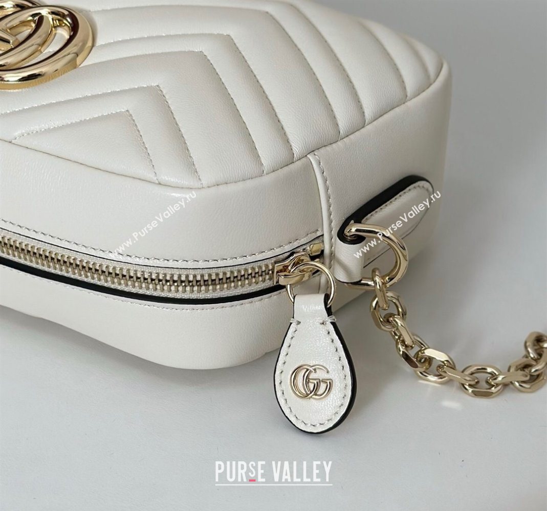 Gucci GG Marmont small camera bag in Leather White 2025 855273 (DLH-251125004)