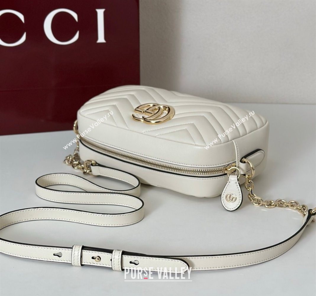 Gucci GG Marmont small camera bag in Leather White 2025 855273 (DLH-251125004)