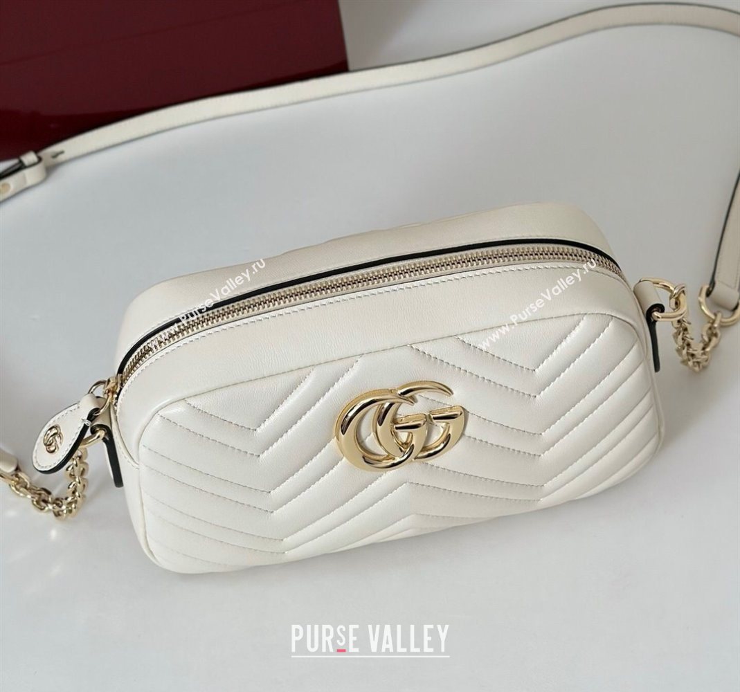 Gucci GG Marmont small camera bag in Leather White 2025 855273 (DLH-251125004)