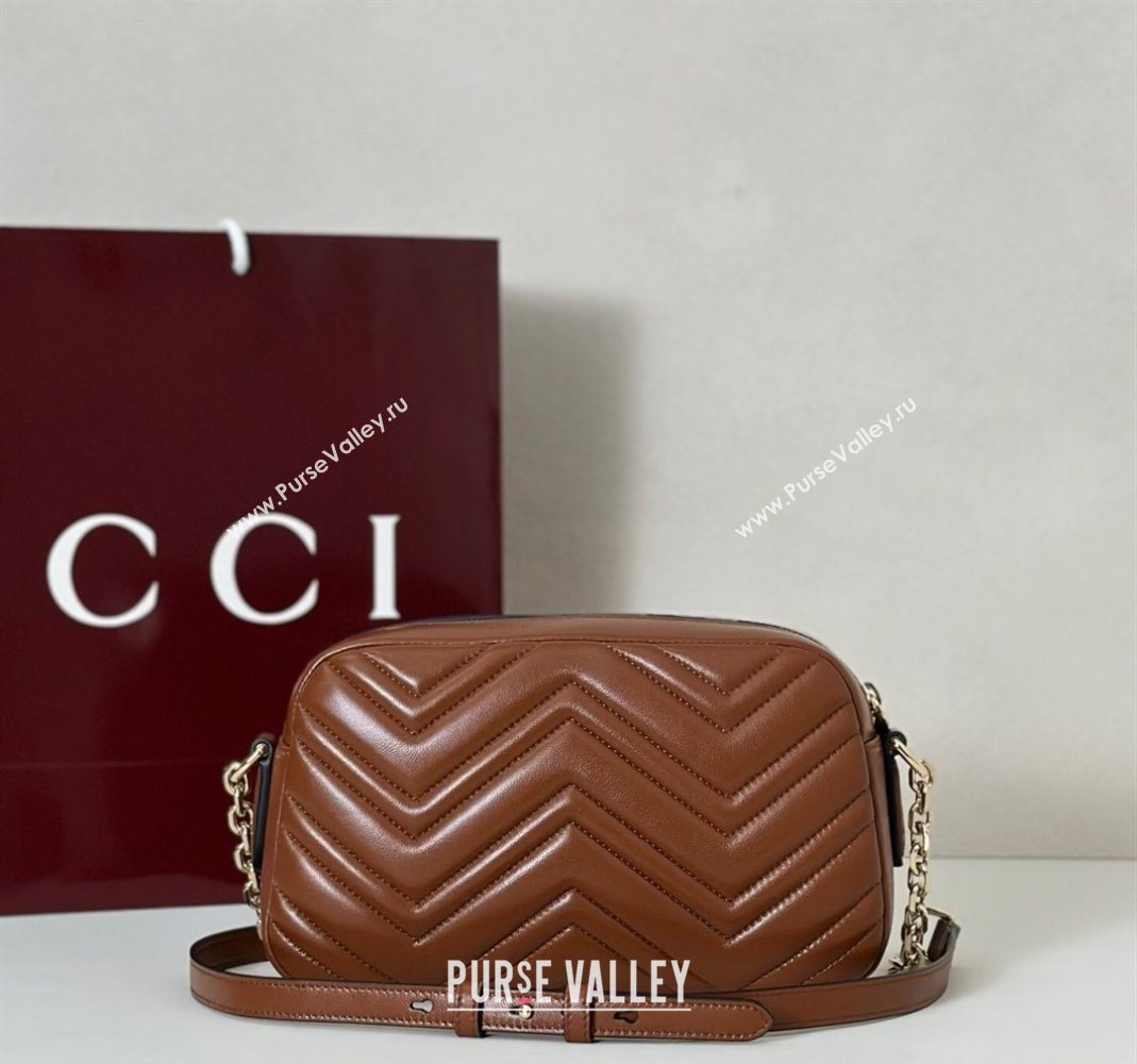 Gucci GG Marmont small camera bag in Leather Brown 2025 855273 (DLH-251125001)