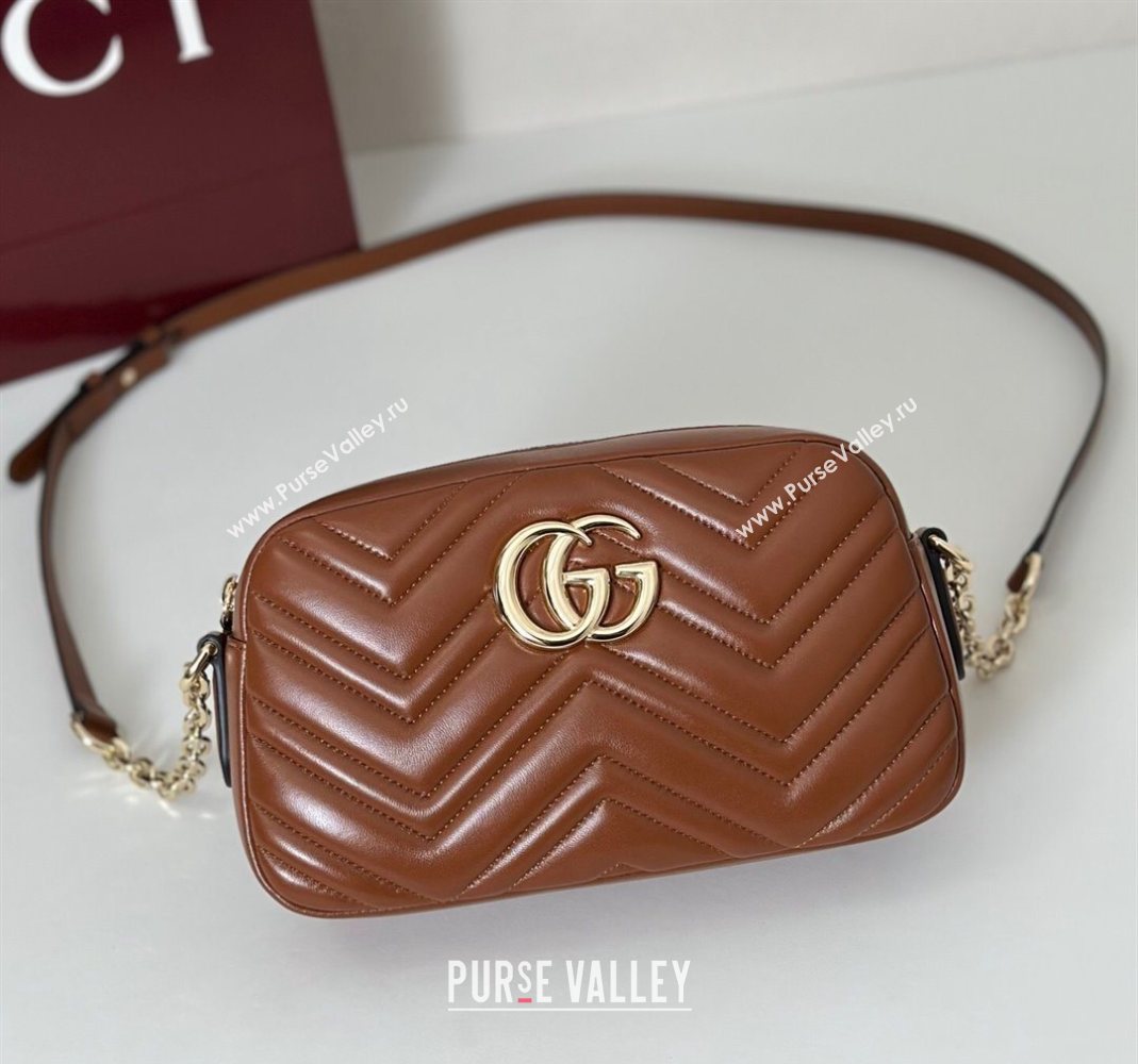 Gucci GG Marmont small camera bag in Leather Brown 2025 855273 (DLH-251125001)