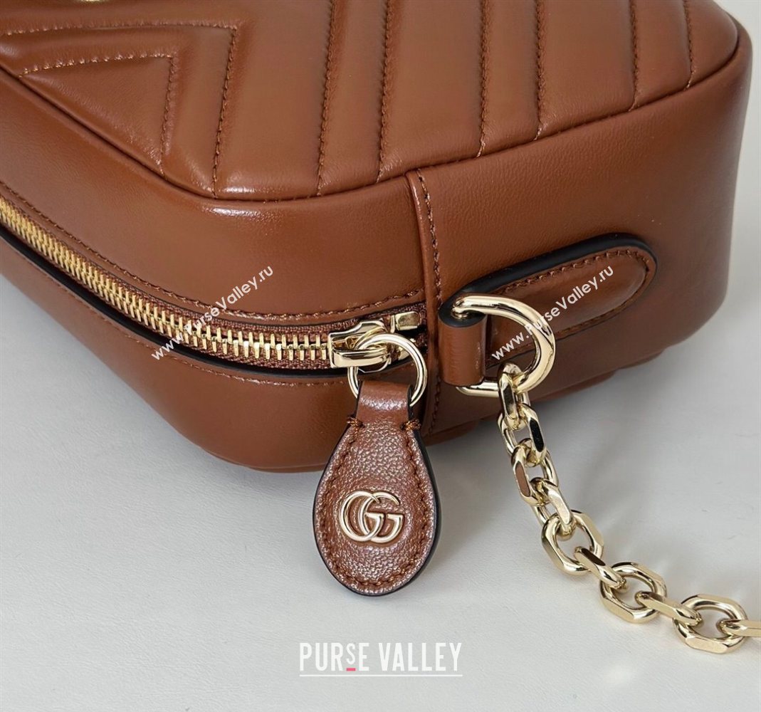 Gucci GG Marmont small camera bag in Leather Brown 2025 855273 (DLH-251125001)