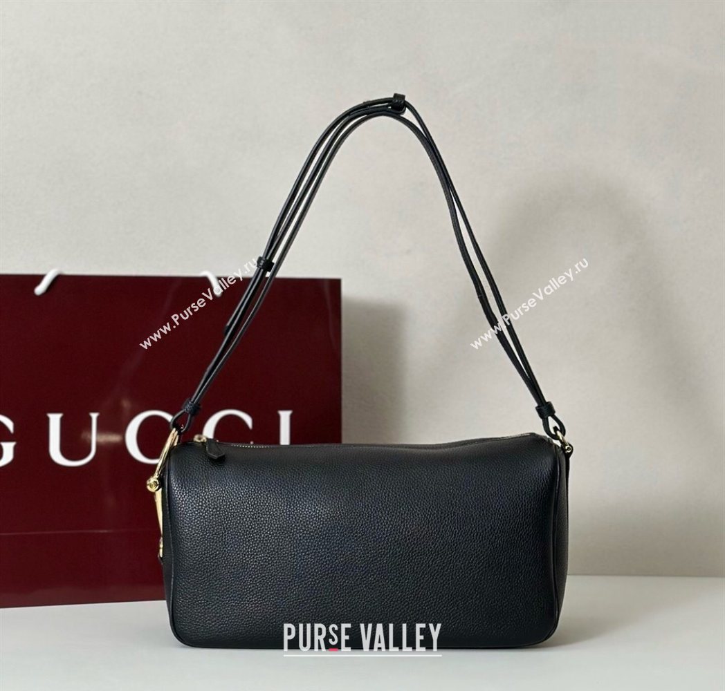 Gucci Half Horsebit medium shoulder bag in Leather Black 2025 860787 (DLH-251125011)