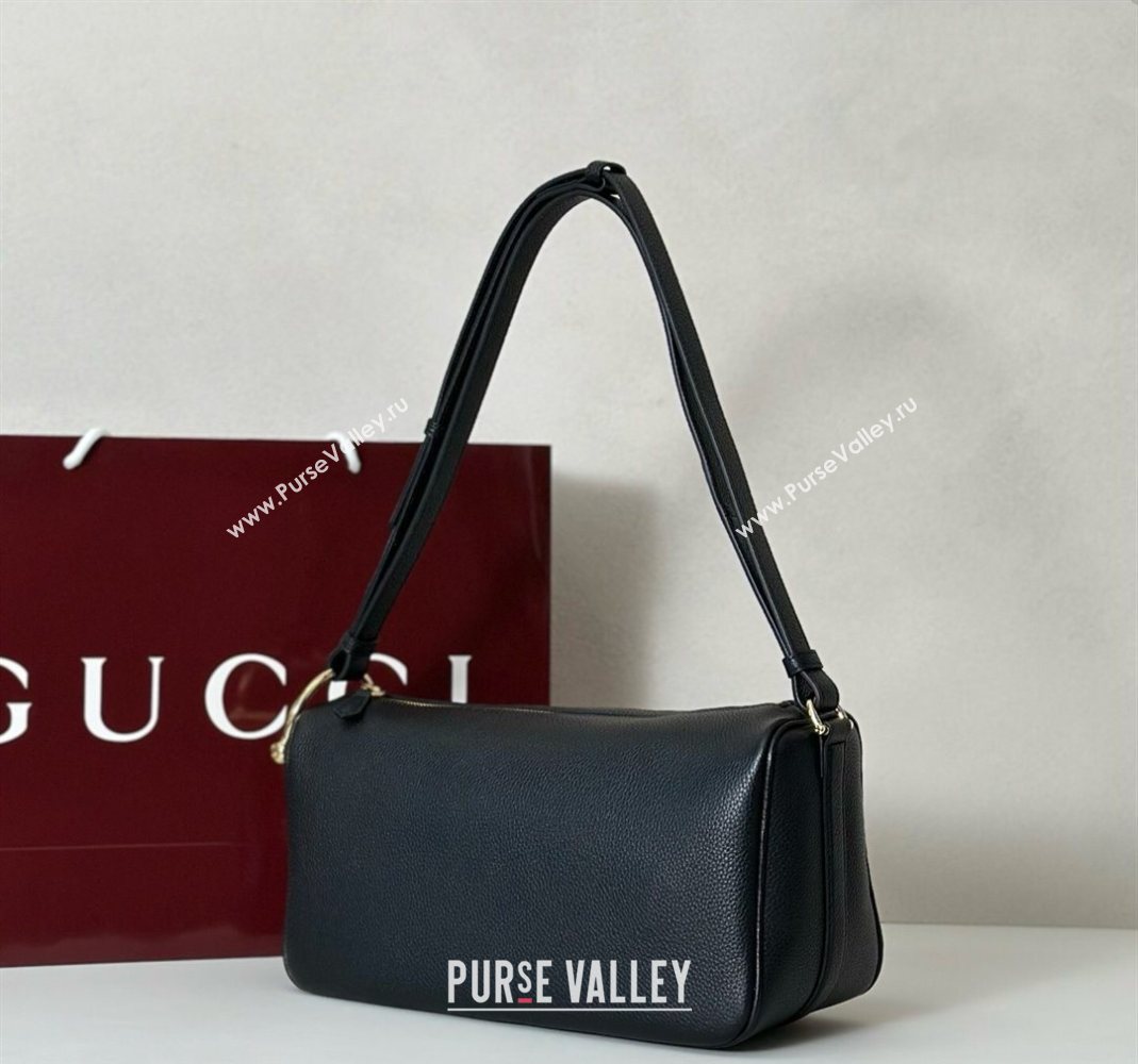 Gucci Half Horsebit medium shoulder bag in Leather Black 2025 860787 (DLH-251125011)