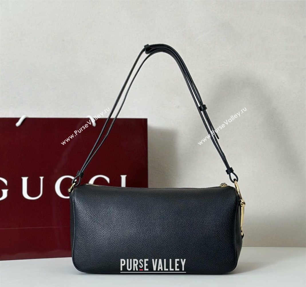 Gucci Half Horsebit medium shoulder bag in Leather Black 2025 860787 (DLH-251125011)