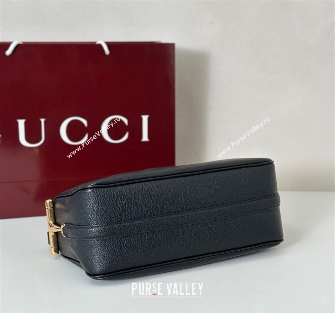 Gucci Half Horsebit medium shoulder bag in Leather Black 2025 860787 (DLH-251125011)