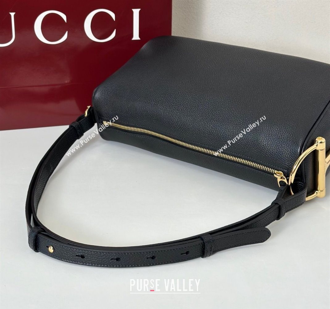 Gucci Half Horsebit medium shoulder bag in Leather Black 2025 860787 (DLH-251125011)