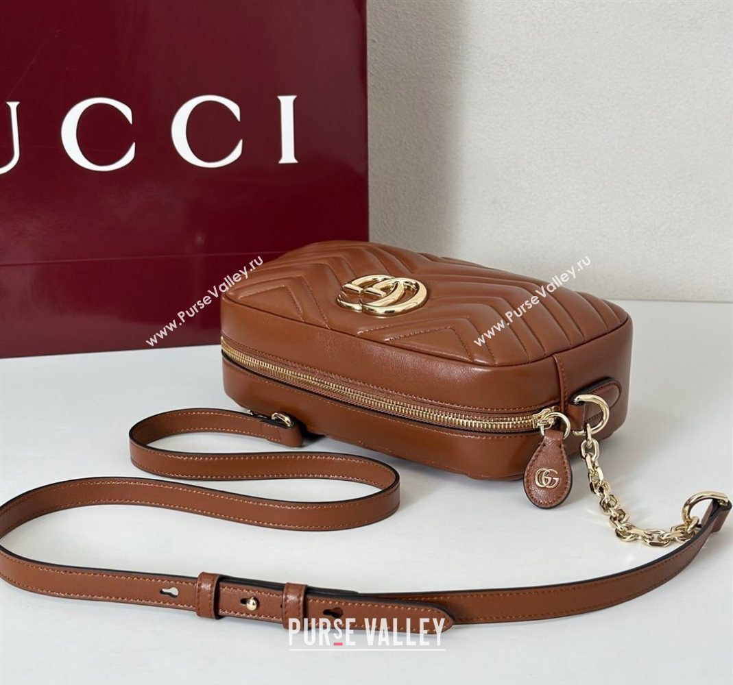 Gucci GG Marmont small camera bag in Leather Brown 2025 855273 (DLH-251125001)