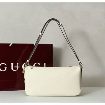Gucci Half Horsebit medium shoulder bag in Leather White 2025 860787 (DLH-251125012)