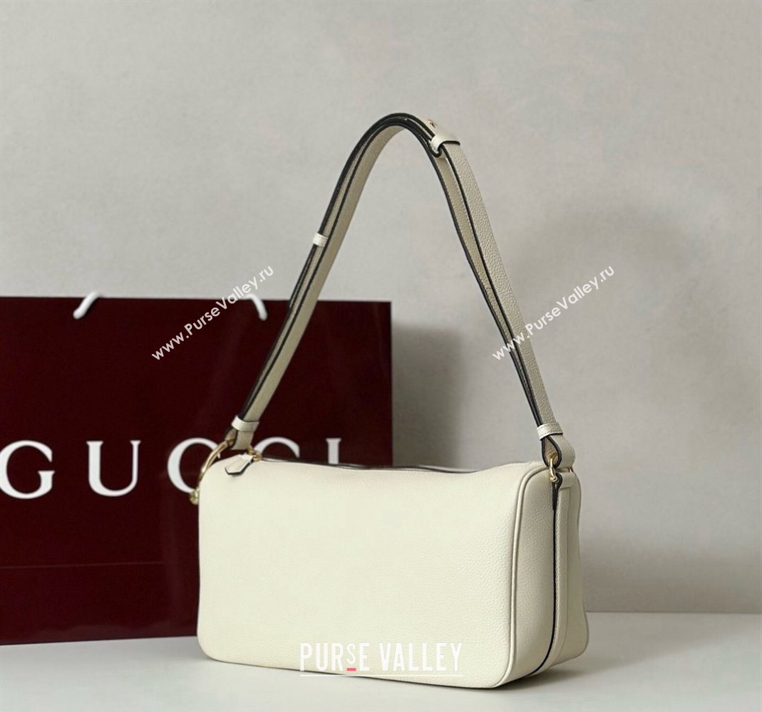 Gucci Half Horsebit medium shoulder bag in Leather White 2025 860787 (DLH-251125012)