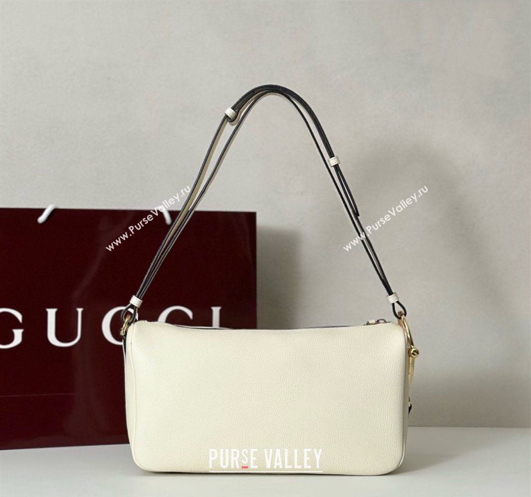 Gucci Half Horsebit medium shoulder bag in Leather White 2025 860787 (DLH-251125012)