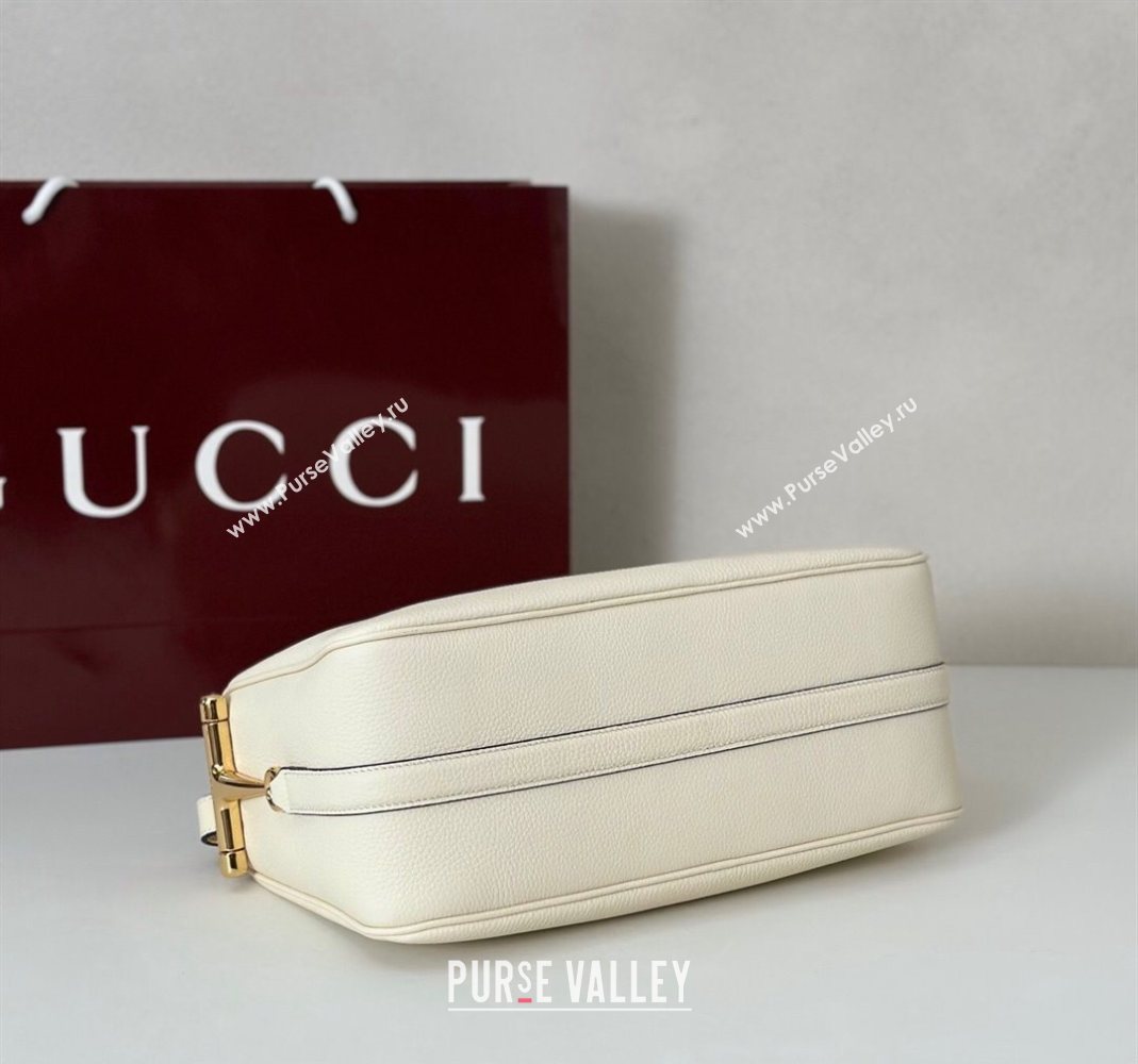 Gucci Half Horsebit medium shoulder bag in Leather White 2025 860787 (DLH-251125012)