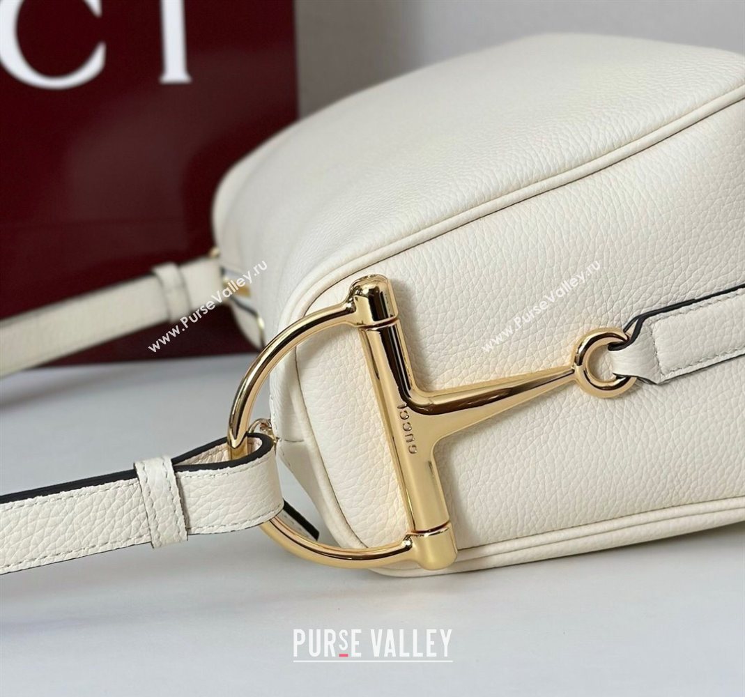 Gucci Half Horsebit medium shoulder bag in Leather White 2025 860787 (DLH-251125012)