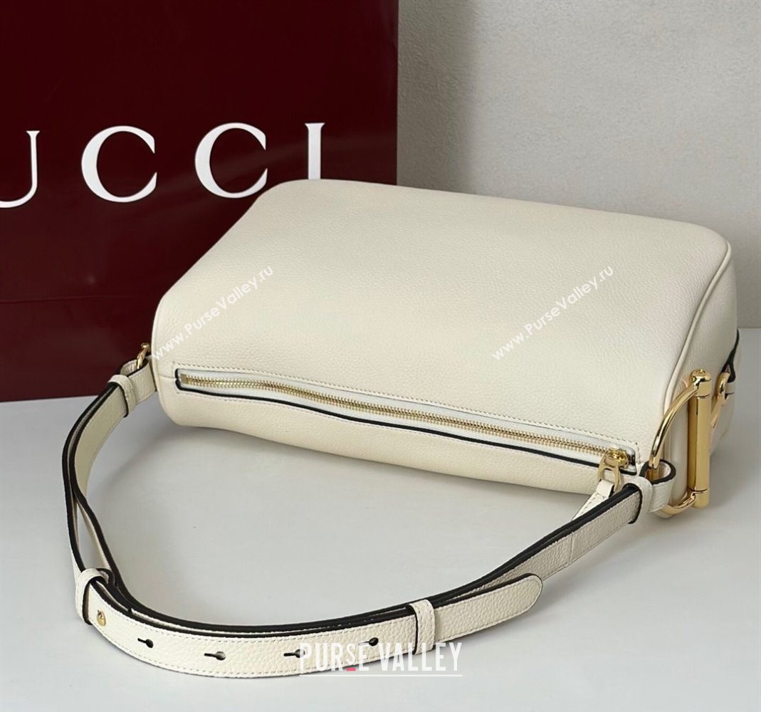 Gucci Half Horsebit medium shoulder bag in Leather White 2025 860787 (DLH-251125012)