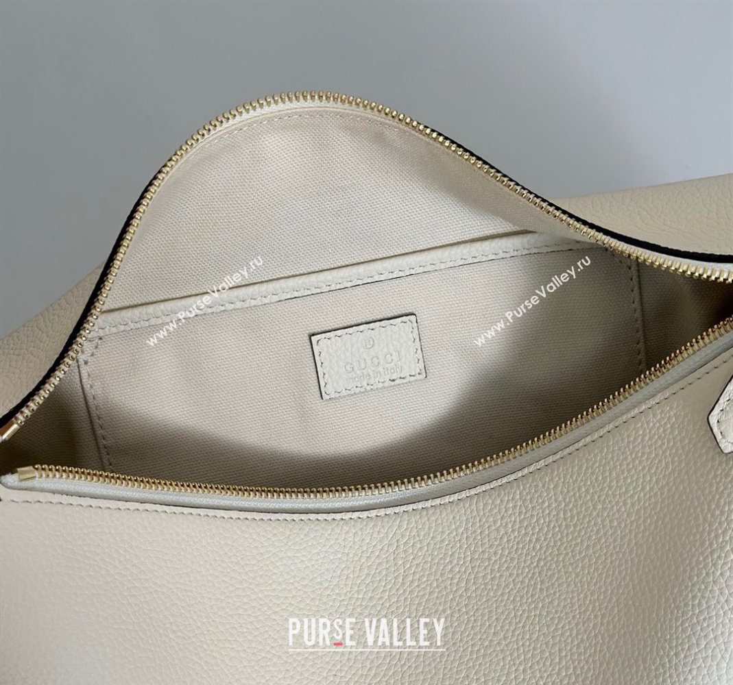 Gucci Half Horsebit medium shoulder bag in Leather White 2025 860787 (DLH-251125012)