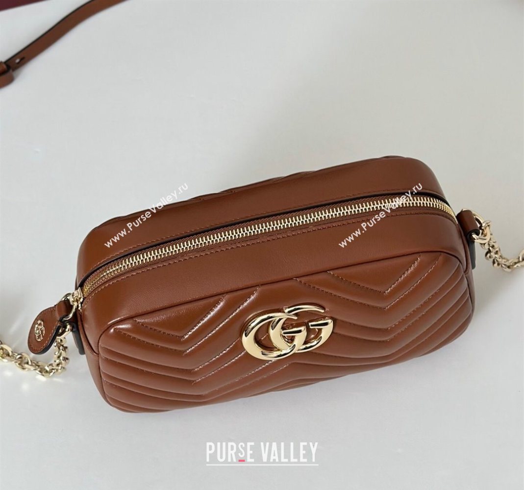 Gucci GG Marmont small camera bag in Leather Brown 2025 855273 (DLH-251125001)