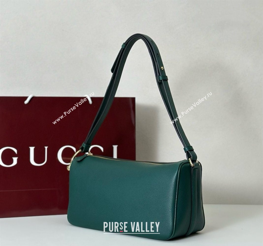 Gucci Half Horsebit medium shoulder bag in Leather Green 2025 860787 (DLH-251125013)
