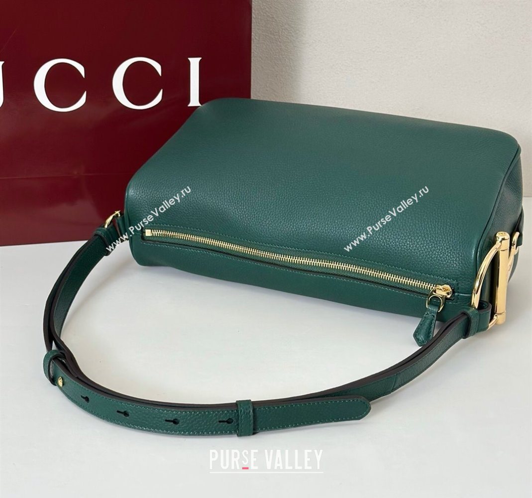 Gucci Half Horsebit medium shoulder bag in Leather Green 2025 860787 (DLH-251125013)
