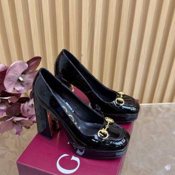 Gucci Patent Leather Platform Pumps 11cm with Horsebit Black 20252 GG121803 (MD-251218094)