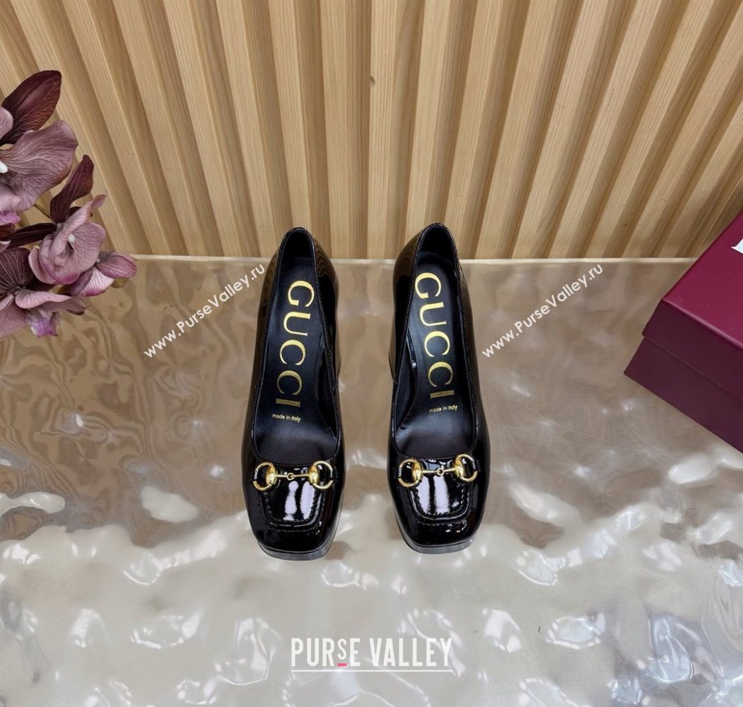 Gucci Patent Leather Platform Pumps 11cm with Horsebit Black 20252 GG121803 (MD-251218094)