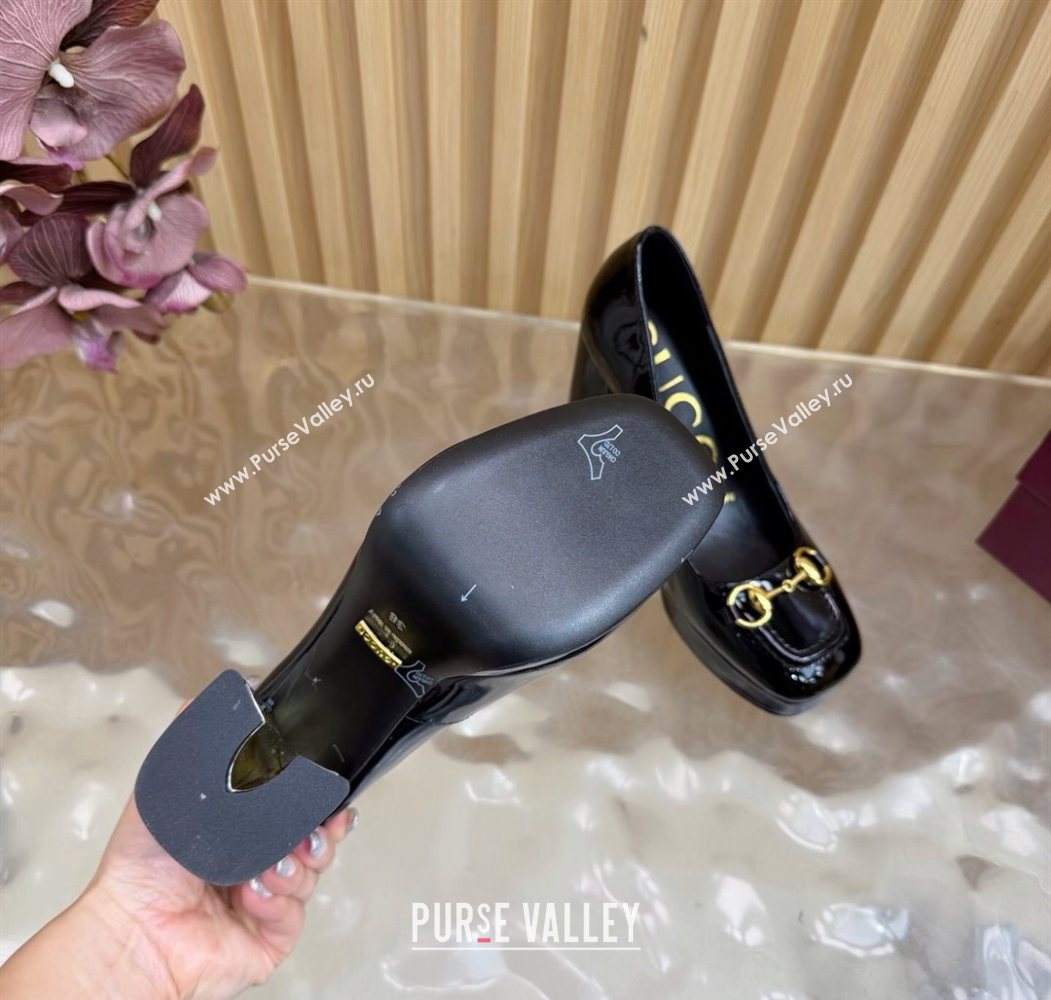 Gucci Patent Leather Platform Pumps 11cm with Horsebit Black 20252 GG121803 (MD-251218094)