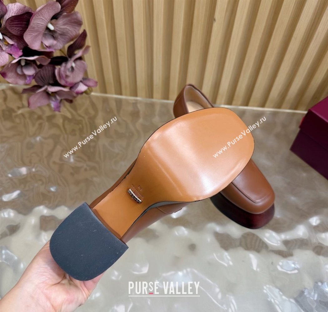 Gucci Calf Leather Platform Pumps 9cm with Horsebit Brown 20252 GG121804 (MD-251218101)