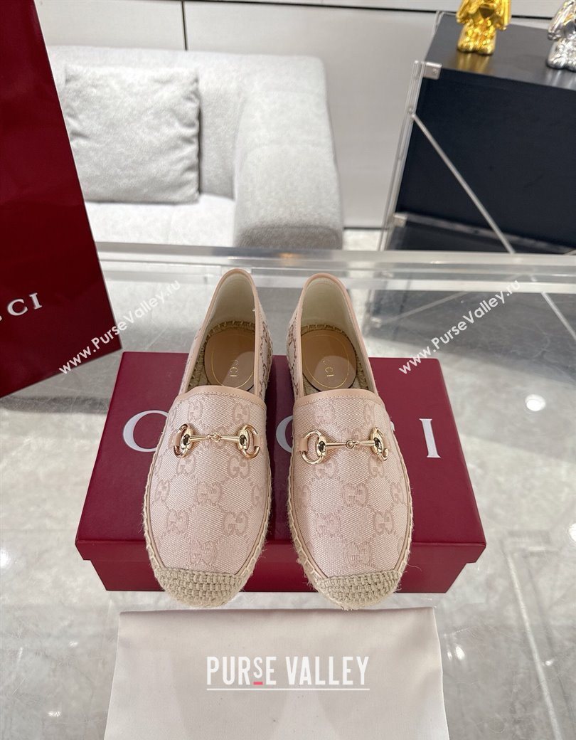 Gucci GG Canvas Flat Espadrilles with Horsebit Nude Pink 2025 GG121805 (MD-251218126)