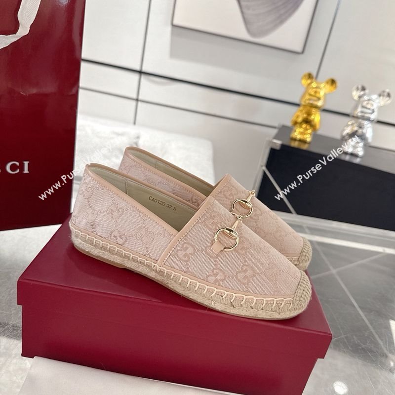 Gucci GG Canvas Flat Espadrilles with Horsebit Nude Pink 2025 GG121805 (MD-251218126)