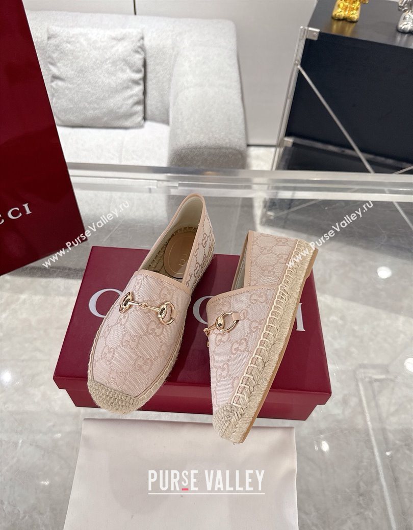 Gucci GG Canvas Flat Espadrilles with Horsebit Nude Pink 2025 GG121805 (MD-251218126)
