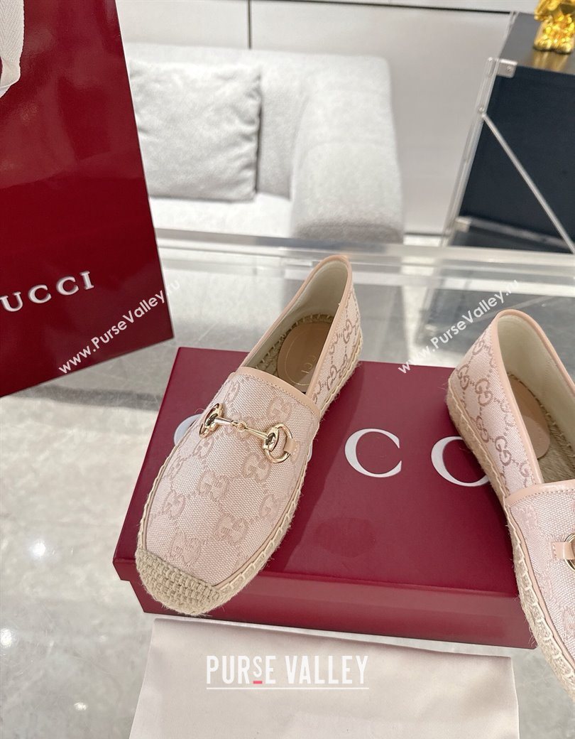 Gucci GG Canvas Flat Espadrilles with Horsebit Nude Pink 2025 GG121805 (MD-251218126)
