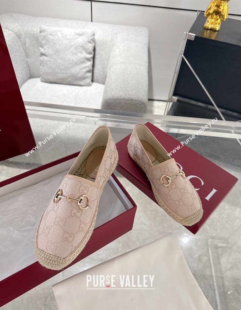 Gucci GG Canvas Flat Espadrilles with Horsebit Nude Pink 2025 GG121805 (MD-251218126)
