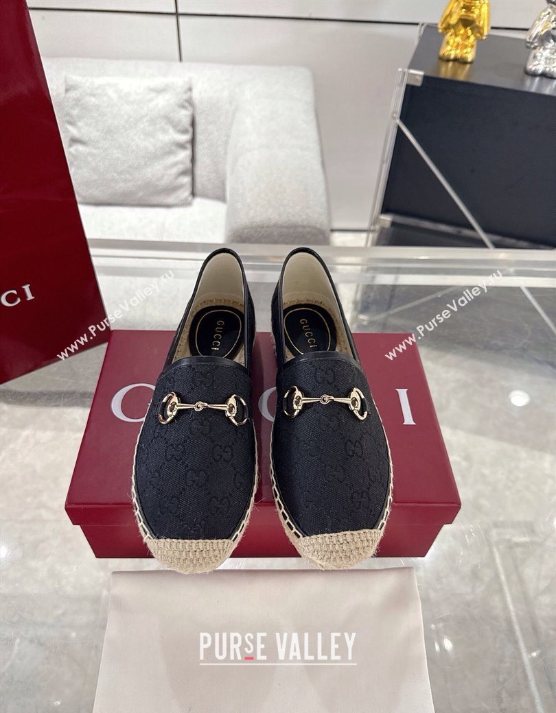 Gucci GG Canvas Flat Espadrilles with Horsebit Black2 2025 GG121805 (MD-251218127)