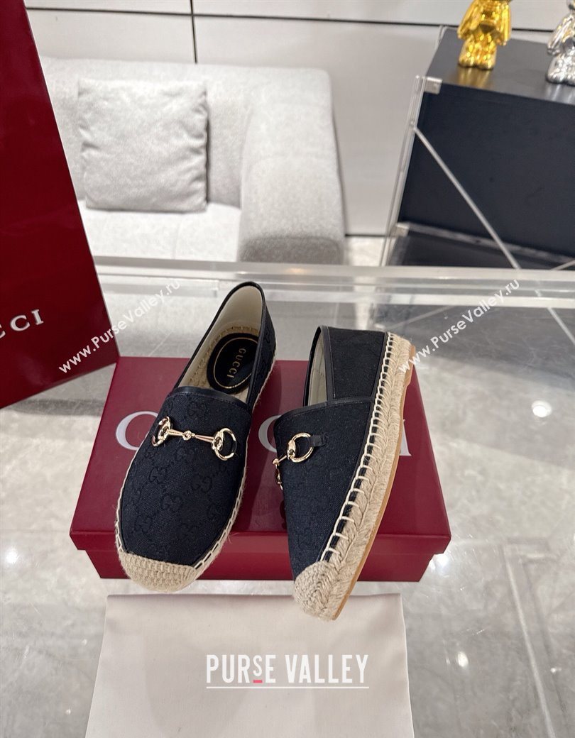 Gucci GG Canvas Flat Espadrilles with Horsebit Black2 2025 GG121805 (MD-251218127)
