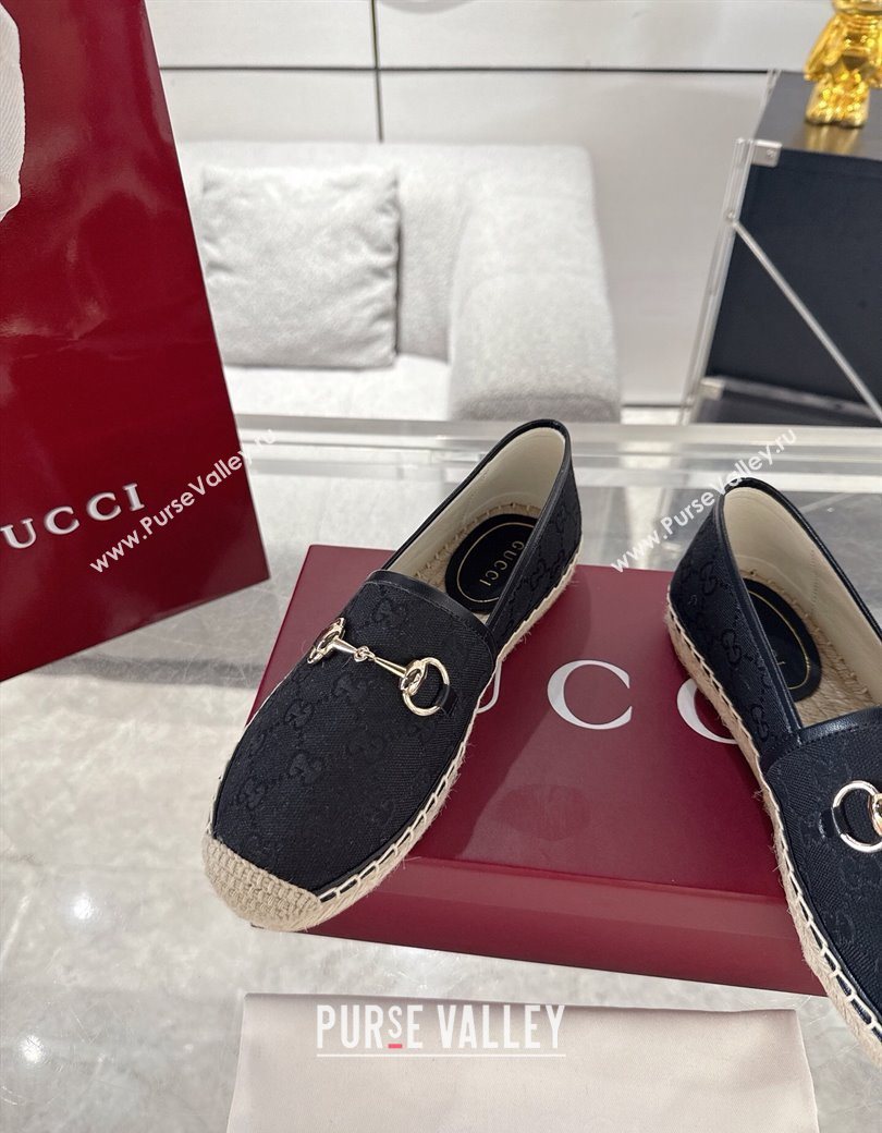 Gucci GG Canvas Flat Espadrilles with Horsebit Black2 2025 GG121805 (MD-251218127)