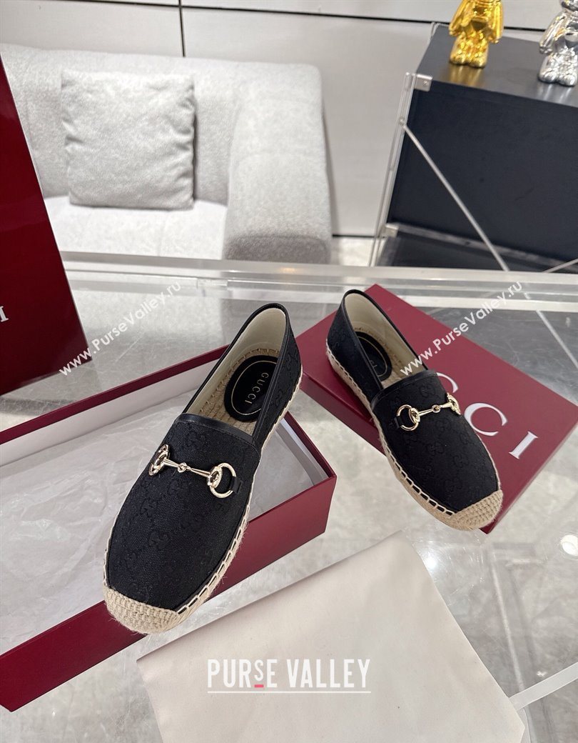 Gucci GG Canvas Flat Espadrilles with Horsebit Black2 2025 GG121805 (MD-251218127)