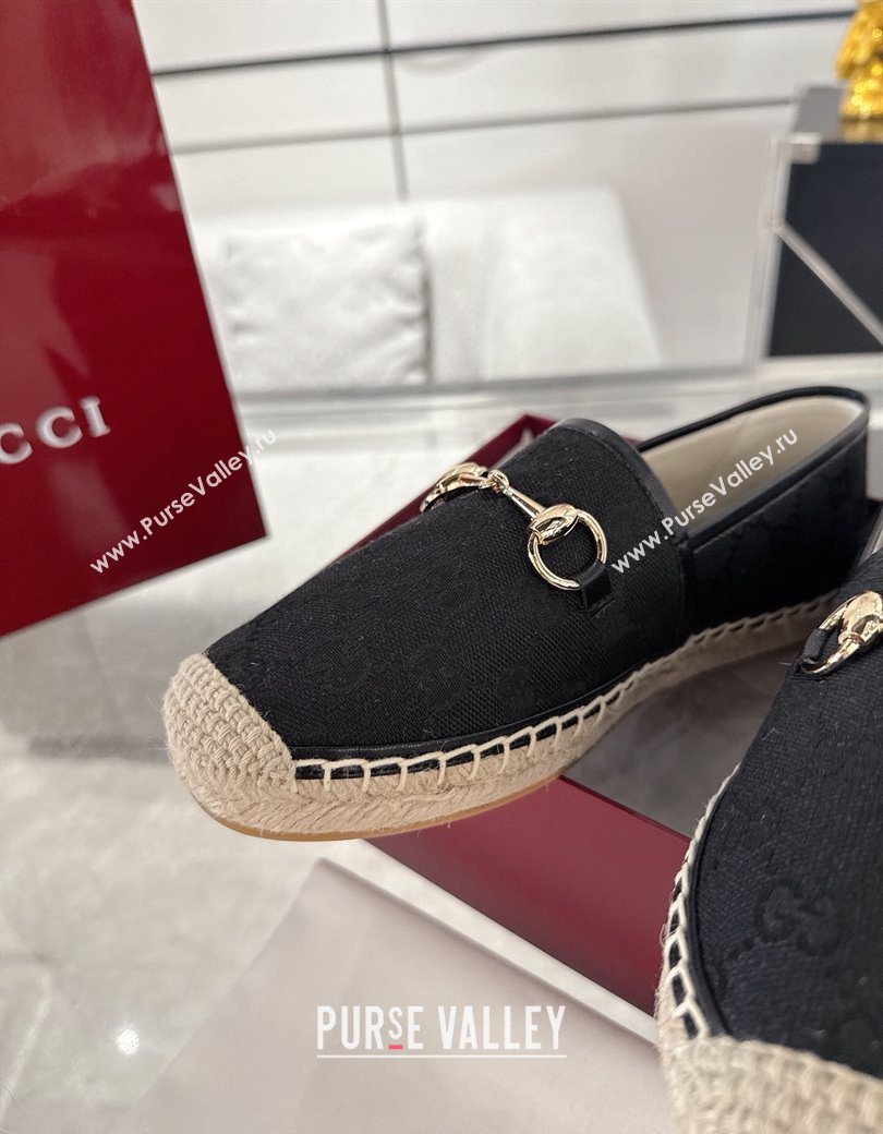 Gucci GG Canvas Flat Espadrilles with Horsebit Black2 2025 GG121805 (MD-251218127)