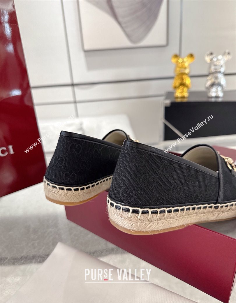 Gucci GG Canvas Flat Espadrilles with Horsebit Black2 2025 GG121805 (MD-251218127)