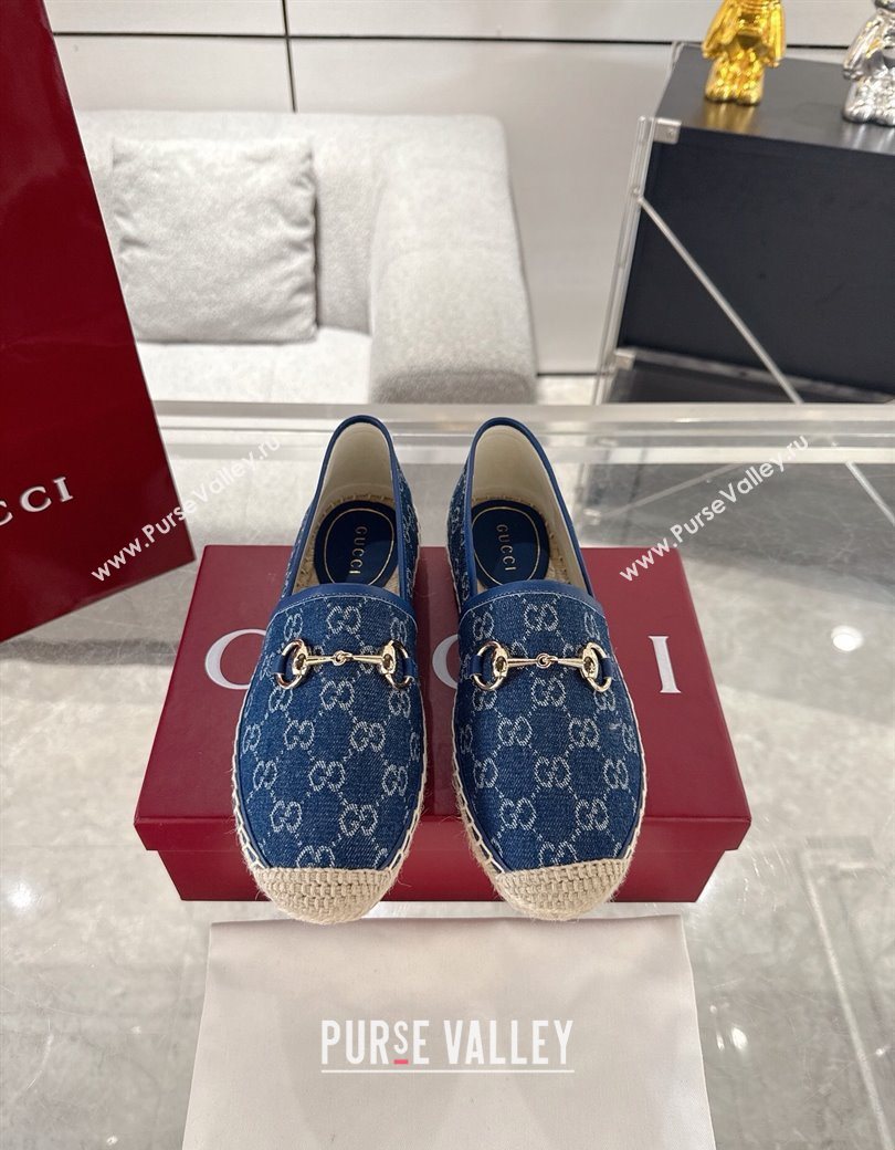 Gucci GG Denim Flat Espadrilles with Horsebit Blue 2025 GG121805 (MD-251218128)