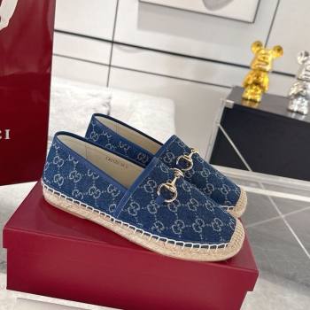 Gucci GG Denim Flat Espadrilles with Horsebit Blue 2025 GG121805 (MD-251218128)
