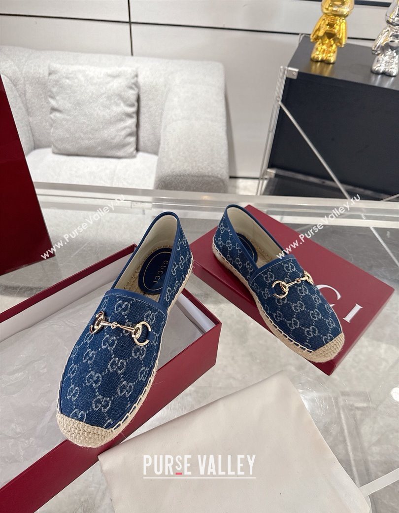 Gucci GG Denim Flat Espadrilles with Horsebit Blue 2025 GG121805 (MD-251218128)