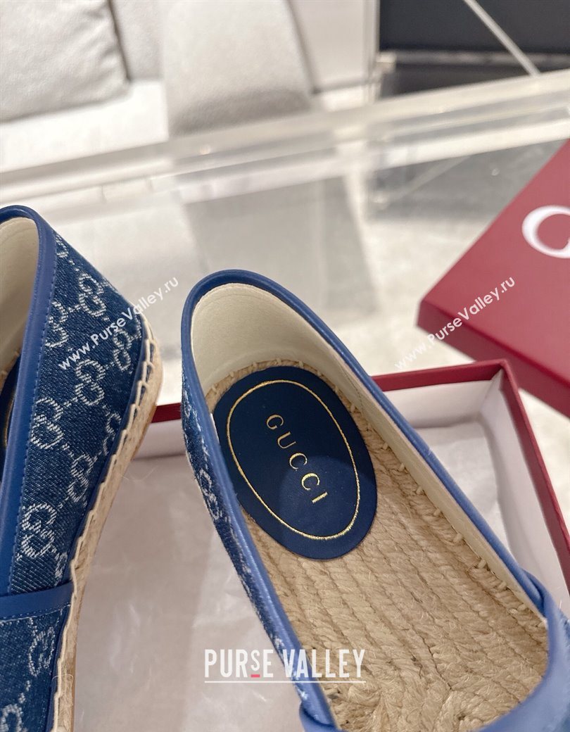 Gucci GG Denim Flat Espadrilles with Horsebit Blue 2025 GG121805 (MD-251218128)