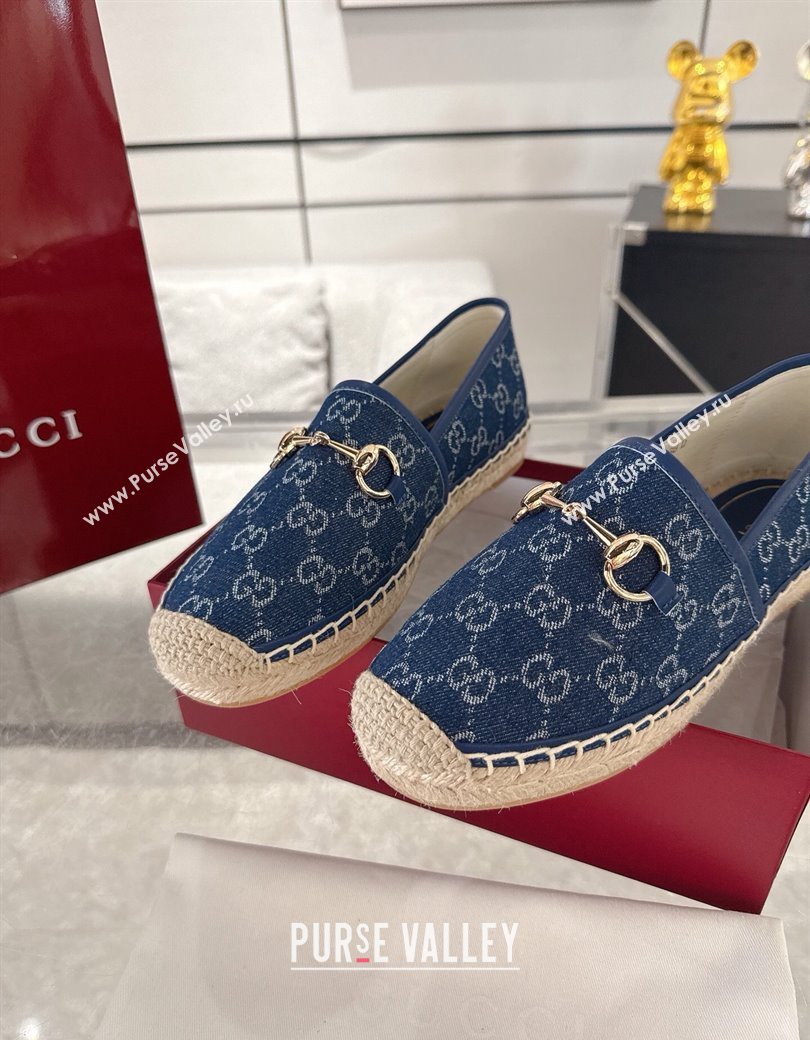 Gucci GG Denim Flat Espadrilles with Horsebit Blue 2025 GG121805 (MD-251218128)