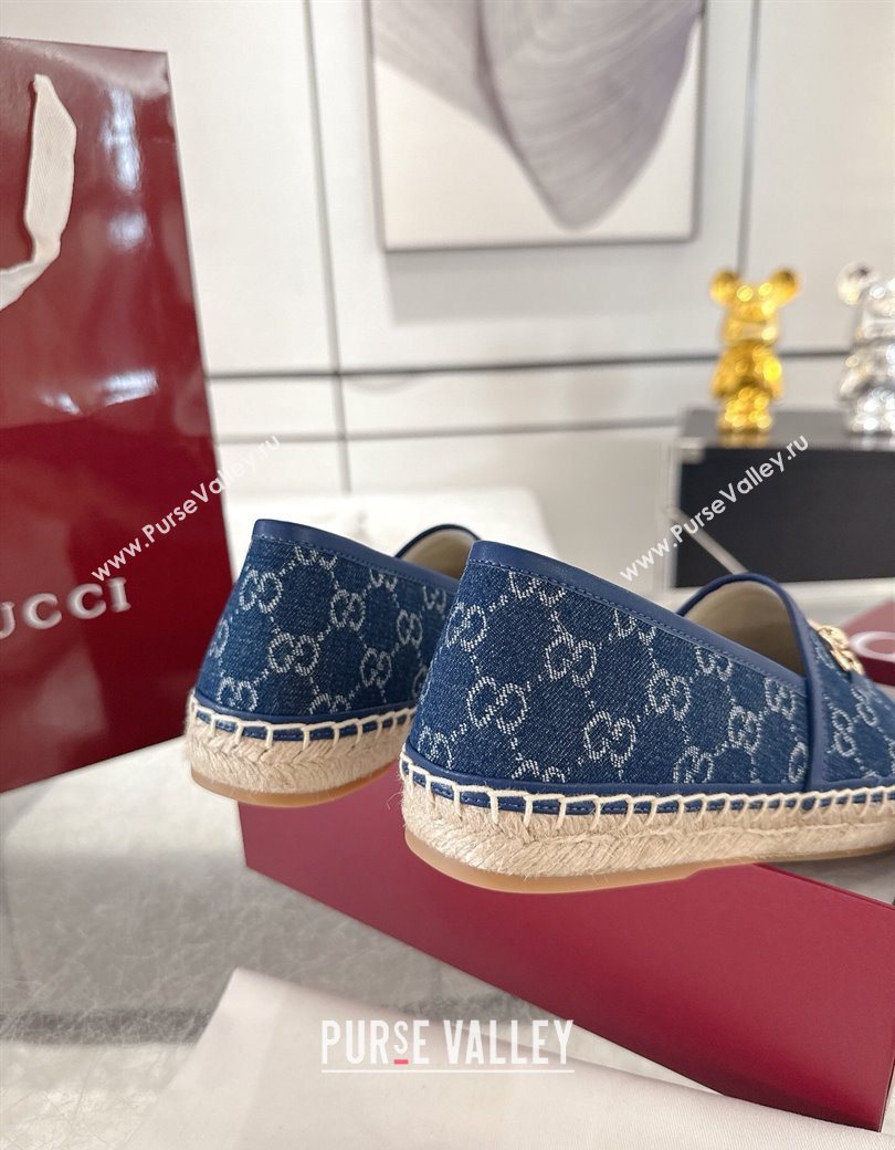 Gucci GG Denim Flat Espadrilles with Horsebit Blue 2025 GG121805 (MD-251218128)