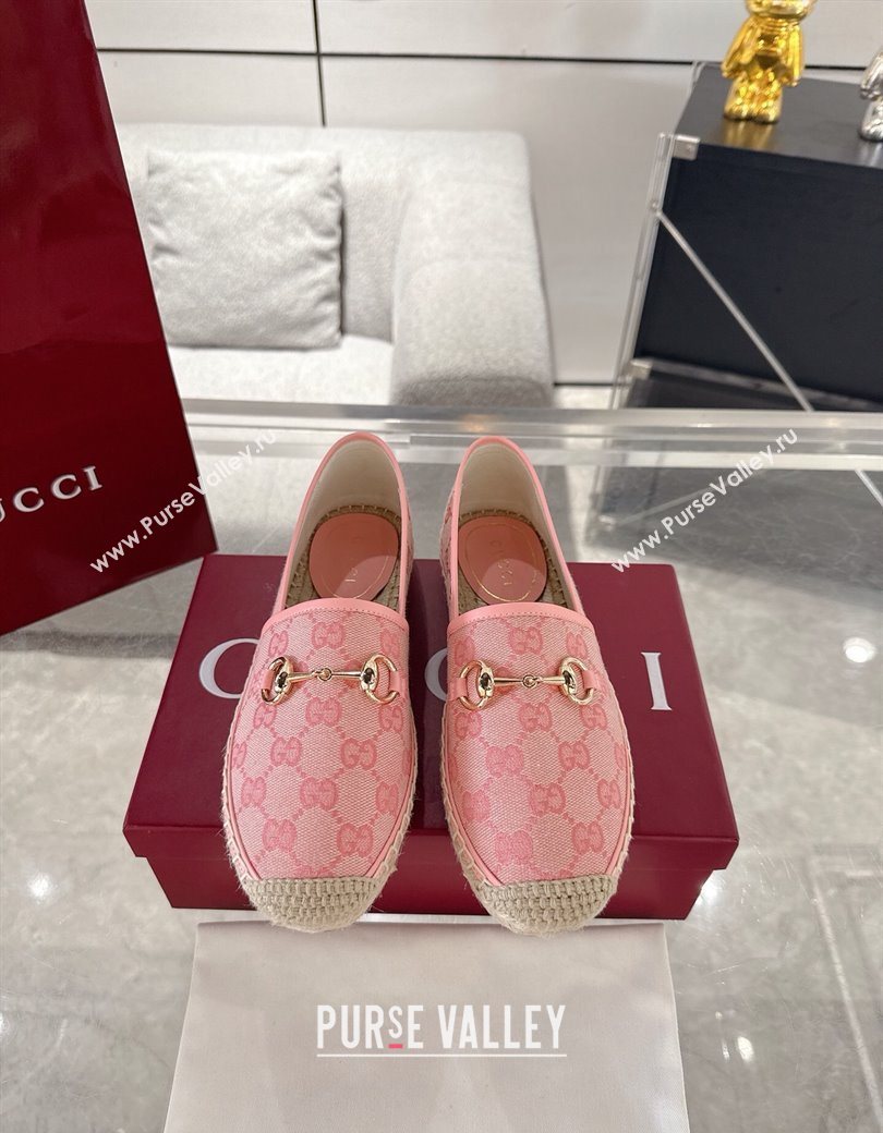 Gucci GG Canvas Flat Espadrilles with Horsebit Light Pink 2025 GG121805 (MD-251218129)