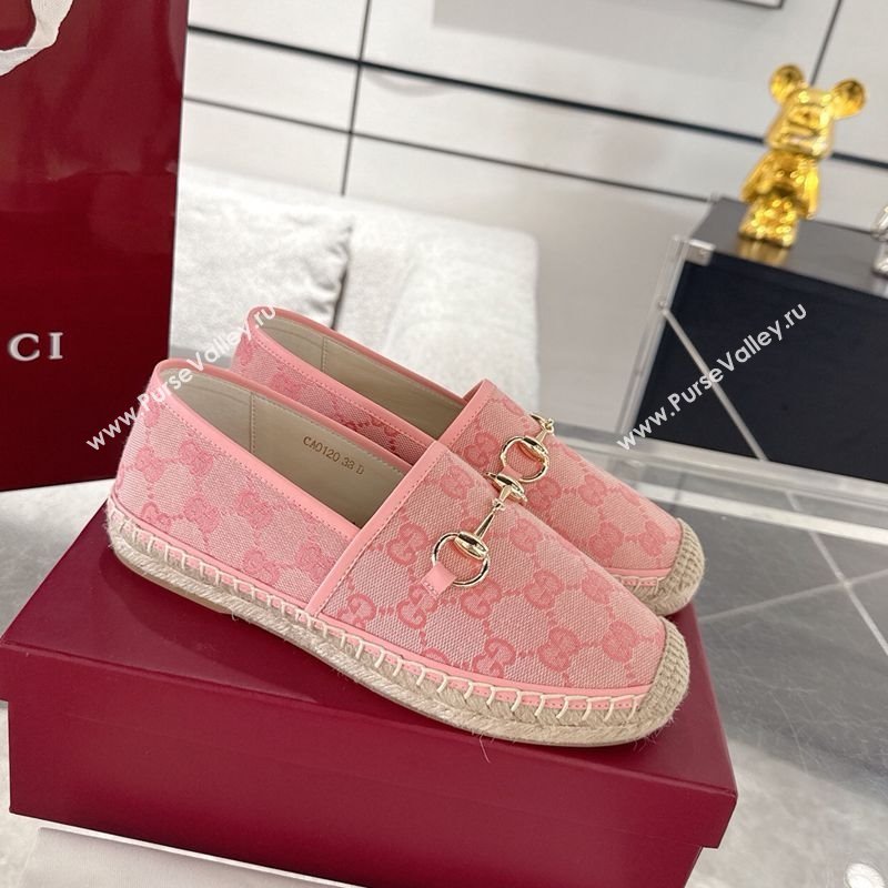 Gucci GG Canvas Flat Espadrilles with Horsebit Light Pink 2025 GG121805 (MD-251218129)