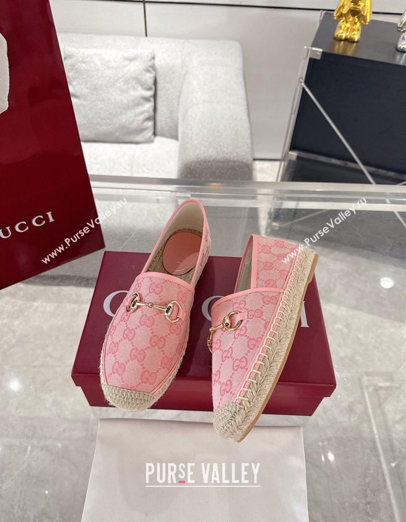 Gucci GG Canvas Flat Espadrilles with Horsebit Light Pink 2025 GG121805 (MD-251218129)