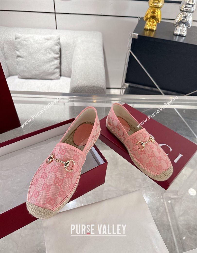 Gucci GG Canvas Flat Espadrilles with Horsebit Light Pink 2025 GG121805 (MD-251218129)
