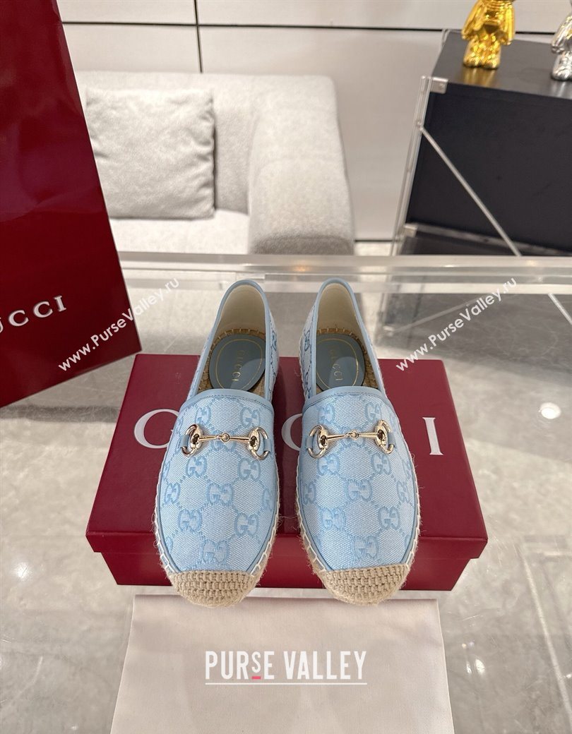 Gucci GG Canvas Flat Espadrilles with Horsebit Light Blue 2025 GG121805 (MD-251218130)