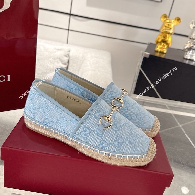 Gucci GG Canvas Flat Espadrilles with Horsebit Light Blue 2025 GG121805 (MD-251218130)